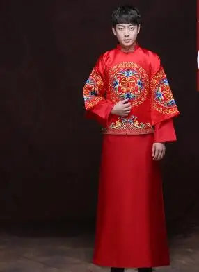 Traditional Show men's chinese style wedding costume show Chinese wedding clothing groom red jacket tang Suit Dragon gown Robe
Traditional Show men's chinese style wedding costume show Chinese wedding clothing groom red jacket tang Suit Dragon gown Robe
