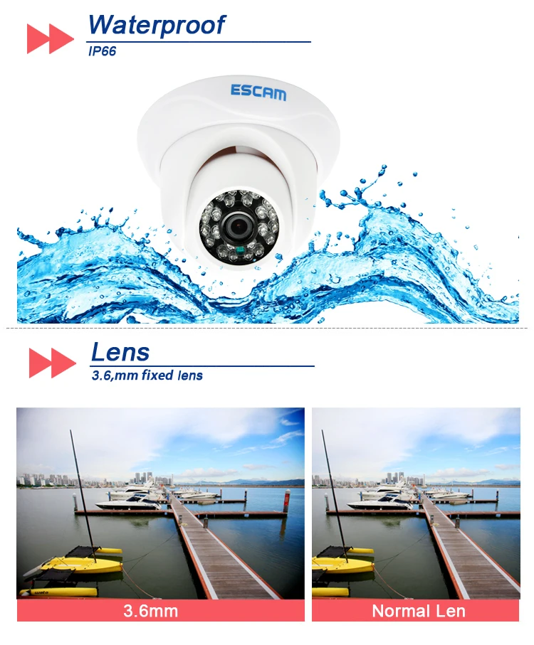 Escam улитка QD500 H.264 1/4 кмоп-камера IP камера 3.6 мм объектив водонепроницаемый ик 10 м