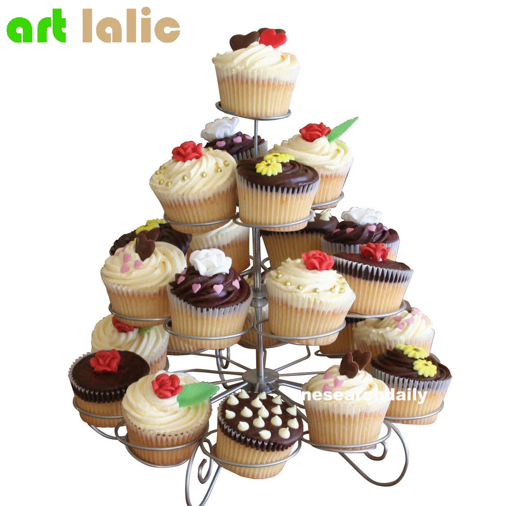 23 Cups European-style Multifunction Christmas Tree Shape Birthday Party Cupcake Stand Iron 4 Tier Cake Holder |