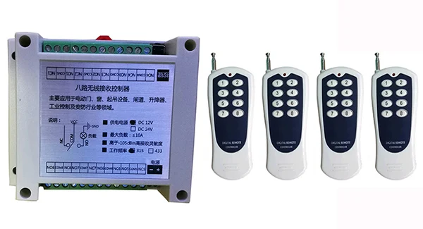 DC12V 8CH 10A RF Беспроводной переключатель системы дистанционного управления передатчик + приемник, 315/433 МГц/лампа/окно/внутренний и внешний ство...
DC12V 8CH 10A RF Беспроводной переключатель системы дистанционного управления передатчик + приемник, 315/433 МГц/лампа/окно/внутренний и внешний ство...