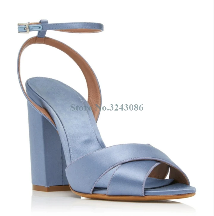 Sky Blue Silk Cross Tied Thick Heel Sandals Orange Ankle Buckle Strap Hoof Heels Sandals Sweet Concise High Heels Summer Shoes
Sky Blue Silk Cross Tied Thick Heel Sandals Orange Ankle Buckle Strap Hoof Heels Sandals Sweet Concise High Heels Summer Shoes