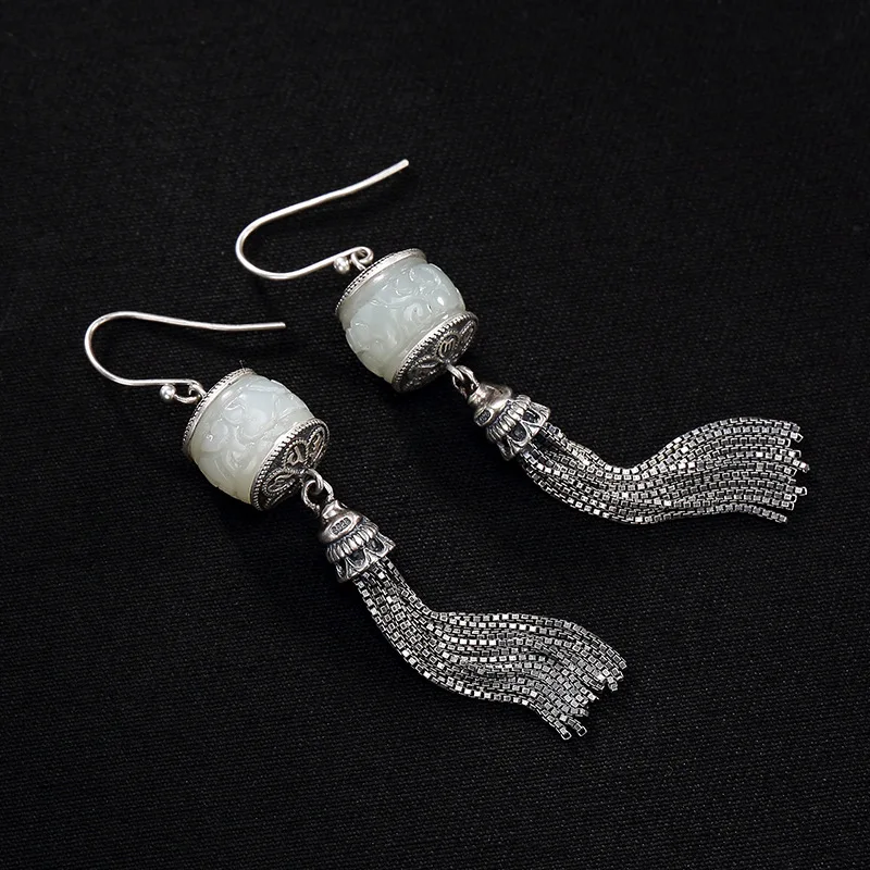 2018 Earings Fashion Jewelry S925 Pure Inlay Restoring Ancient Ways Ms Six Words Hetian Jade Tassels Eardrop Earrings Wholesale
2018 Earings Fashion Jewelry S925 Pure Inlay Restoring Ancient Ways Ms Six Words Hetian Jade Tassels Eardrop Earrings Wholesale