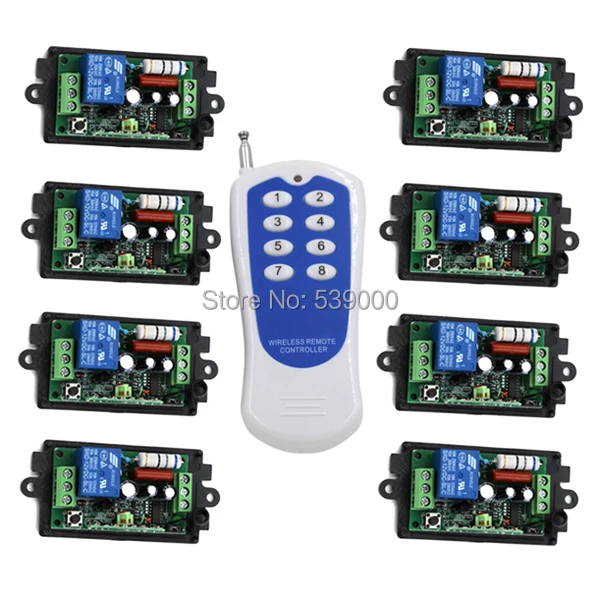 AC220V 1 CH 1CH RF беспроводной переключатель системы дистанционного управления, 8-канальный передатчик + 8 X приемников, переключение/мгновенное, 1/315/433
AC220V 1 CH 1CH RF беспроводной переключатель системы дистанционного управления, 8-канальный передатчик + 8 X приемников, переключение/мгновенное, 1/315/433