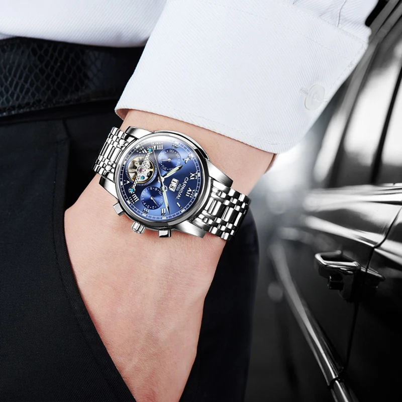 Relogio Masculino Carnival Men's Self-Wind Tourbillon Mechanical Watches Water Resistant Automatic Skeleton Watch Men Relojes
Relogio Masculino Carnival Men's Self-Wind Tourbillon Mechanical Watches Water Resistant Automatic Skeleton Watch Men Relojes