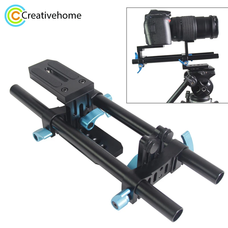 

YEANGU YLG1005B 15mm Rail Rod DSLR Camera Track Rail Slider Baseplate System with 1/4" & 3/8'' Screw Quick Release Plate 25cm