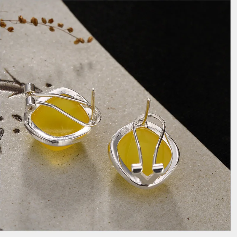 Uglyless S 990 Fine Silver Jewelry Luxury Natural Chalcedony Stud Earrings Women Ethnic Studs Dress Brincos Retro Square Bijoux
Uglyless S 990 Fine Silver Jewelry Luxury Natural Chalcedony Stud Earrings Women Ethnic Studs Dress Brincos Retro Square Bijoux