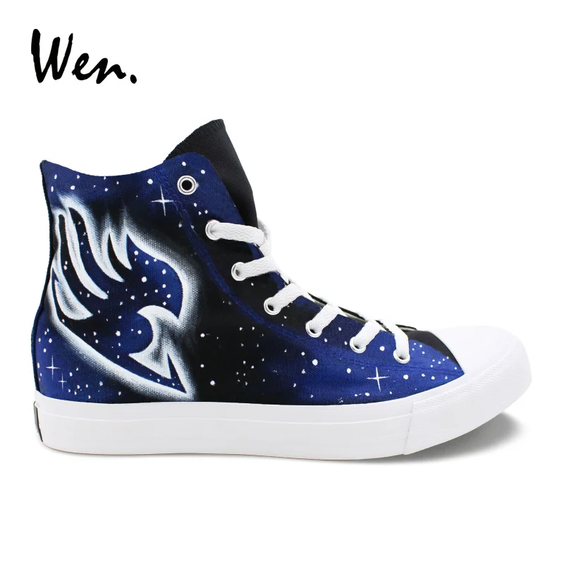 Wen Anime Design Hand Painted Shoes Fairy Tail Logo Blue Galaxy High Top Men Women Sneakers Skateboarding Canvas Shoes
Wen Anime Design Hand Painted Shoes Fairy Tail Logo Blue Galaxy High Top Men Women Sneakers Skateboarding Canvas Shoes