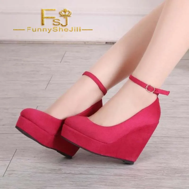 Red Closed Toe Wedges Suede Platform Ankle Strap Pumps Autumn Fashion Attractive Incomparable Women Shoes FSJ Elegant Sexy
Red Closed Toe Wedges Suede Platform Ankle Strap Pumps Autumn Fashion Attractive Incomparable Women Shoes FSJ Elegant Sexy
