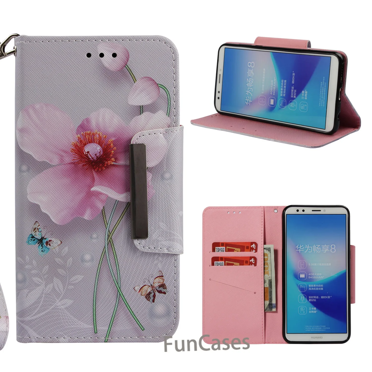 Кожаный чехол книжка luxuryLeather для карт с функцией подставки huawei Honor 7C NOVA2 LITE Y7 PRIME 2018