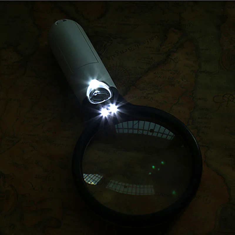 45X 3X Handheld Magnifier Reading Magnifying Glass Lens Jewelry Loupe 3 LED Light-W10
45X 3X Handheld Magnifier Reading Magnifying Glass Lens Jewelry Loupe 3 LED Light-W10