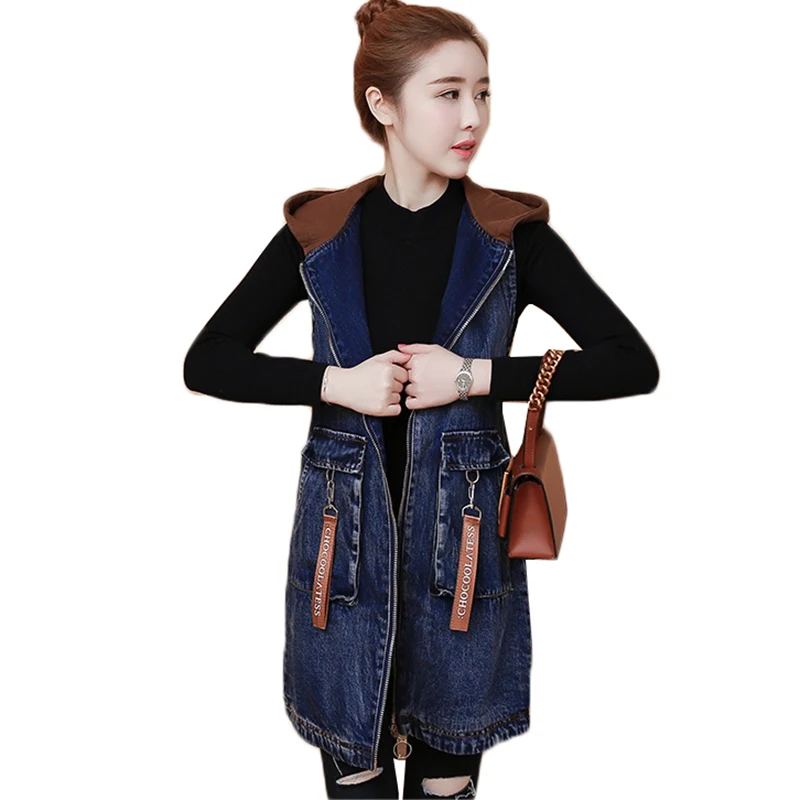 Spring Autumn Embroidery Denim Vest Women Loose Long Jeans Coat Fashion Hooded Long Sleeveless Waistcoat Plus size Denim Jacket
Spring Autumn Embroidery Denim Vest Women Loose Long Jeans Coat Fashion Hooded Long Sleeveless Waistcoat Plus size Denim Jacket