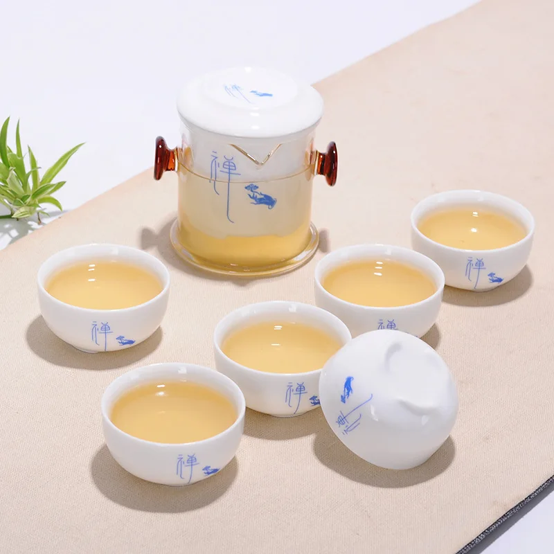 Travel tea set Blue and white porcelain black tea high-end gifts advertising tea heat-resistant glass wholesale
Travel tea set Blue and white porcelain black tea high-end gifts advertising tea heat-resistant glass wholesale