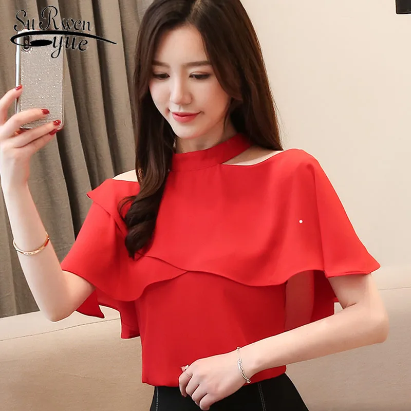Women tops and chiffon short blouses 2019 summer fashion Lady short shirt Hanging neck strapless Ruffle sleeve women top 2857 50
Women tops and chiffon short blouses 2019 summer fashion Lady short shirt Hanging neck strapless Ruffle sleeve women top 2857 50