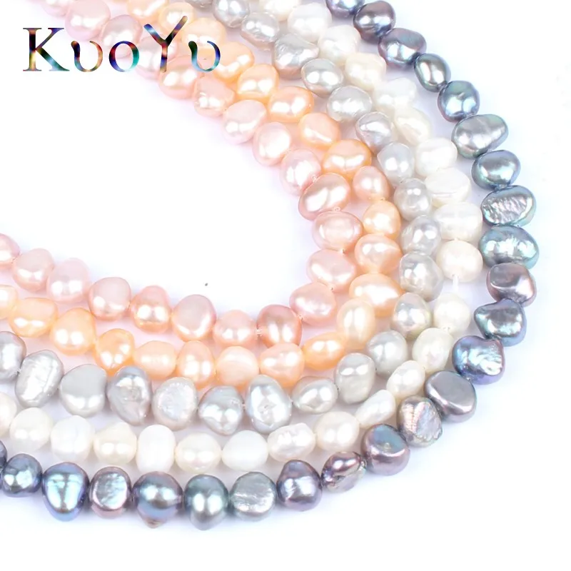 

6-7mm Natural White Pink Irregular Freshwater Pearl Baroque Loose Beads Strand 15" For DIY Making Bracelet Necklace Jewelry