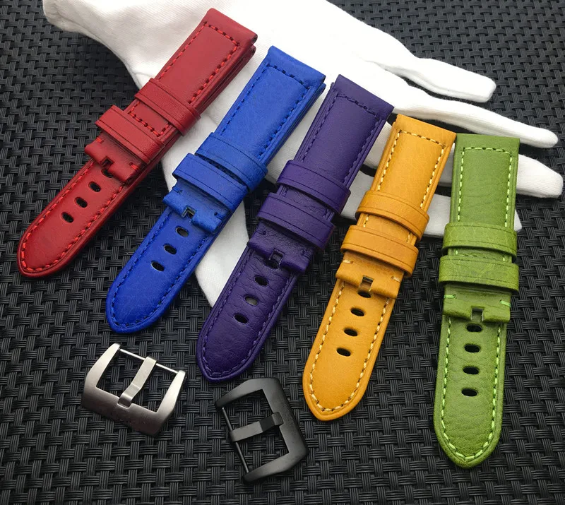 Ремешок для часов PAM441/Panerai винтажный Итальянский браслет из воловьей кожи 24 мм
