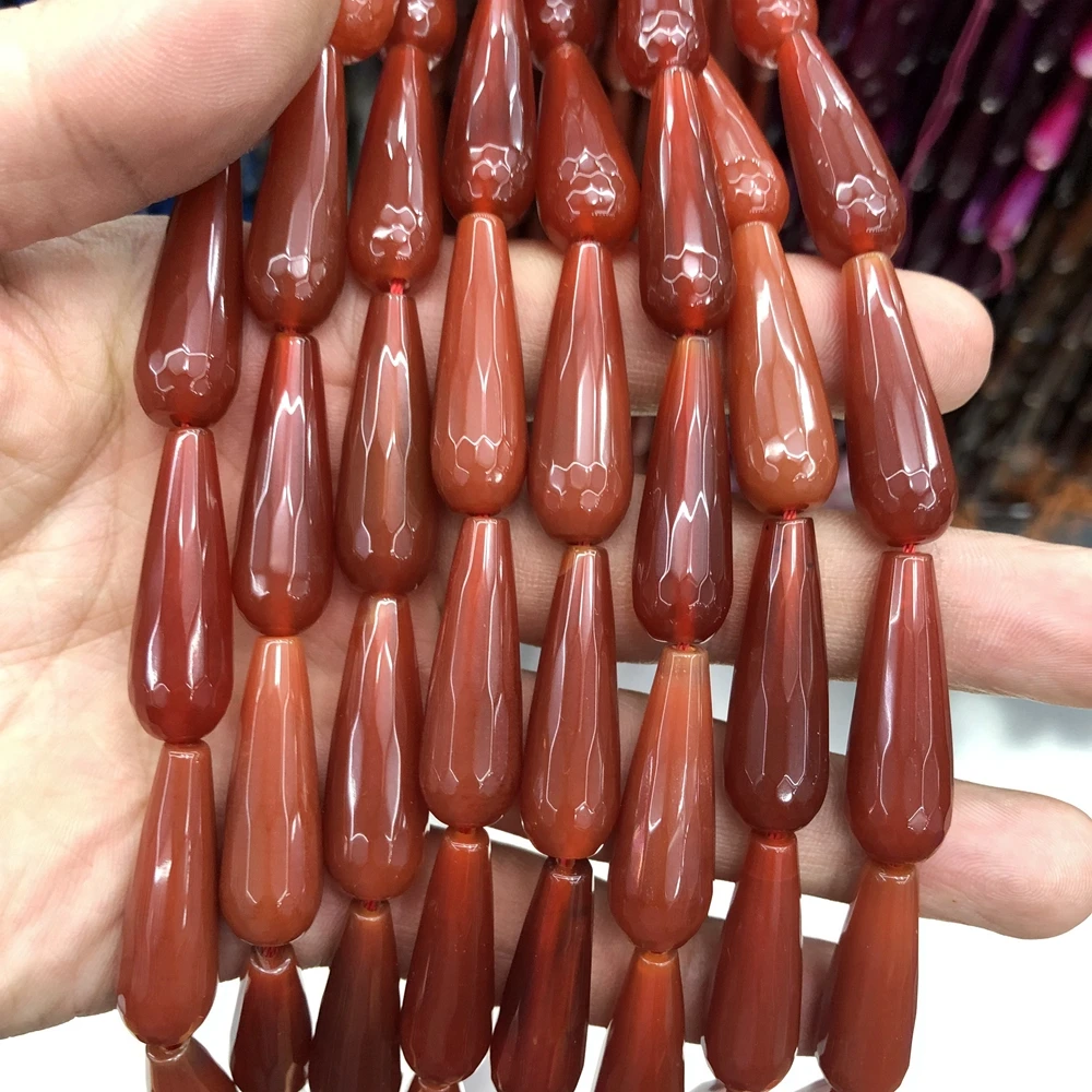 Оптовая продажа натуральный красный Agat e Carnelian бусины 10x30 мм граненые драгоценный