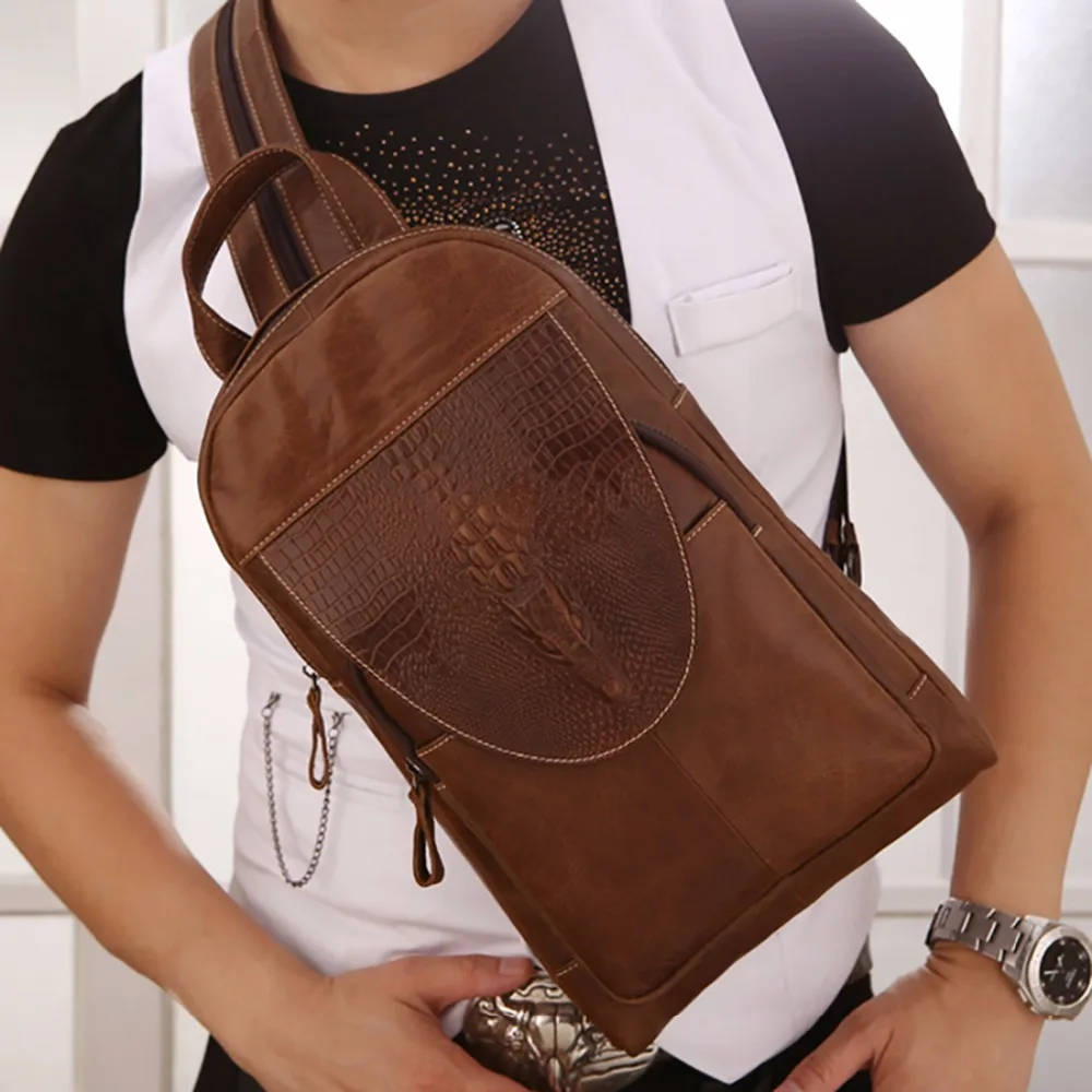 Genuine Leather Men Back pack Crocodile Pattern Retro Messenger Bags Male Single Shoulder Bag Multipurpose Sling Chest Rucksack
Genuine Leather Men Back pack Crocodile Pattern Retro Messenger Bags Male Single Shoulder Bag Multipurpose Sling Chest Rucksack
