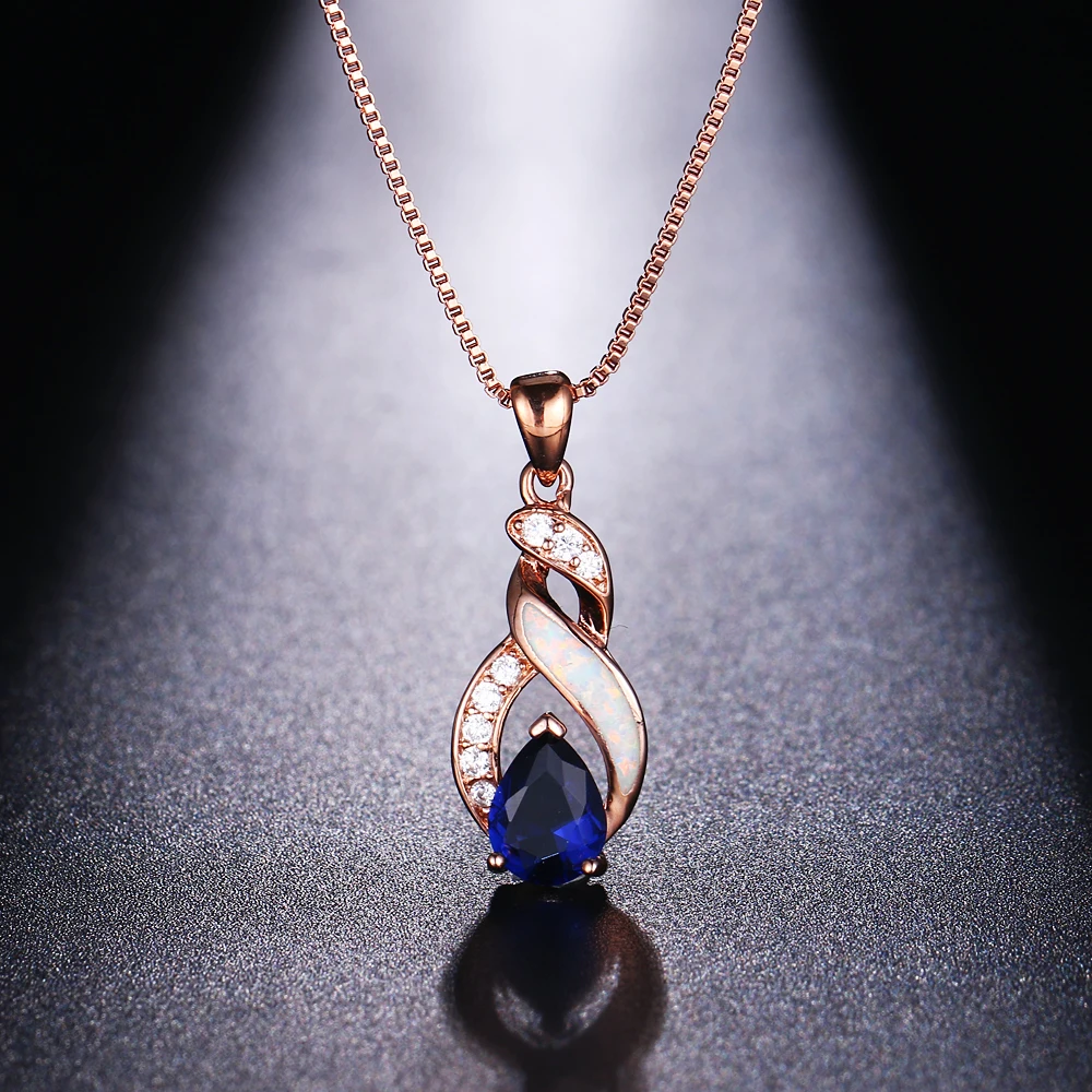 Hermosa Natural White Opal Blue Sapphiree Rose Gold Charm Pendant Necklace Earrings Jewelry Sets For Women JS7
Hermosa Natural White Opal Blue Sapphiree Rose Gold Charm Pendant Necklace Earrings Jewelry Sets For Women JS7