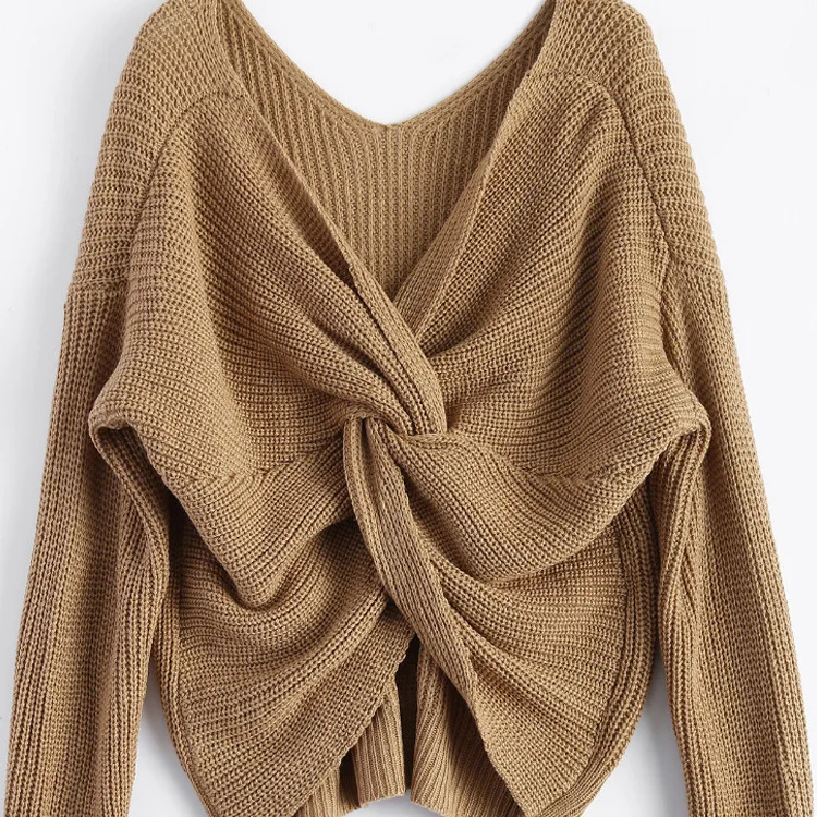 2021 New Women's Irregular Sweaters Knit Criss-cross Backless Sexy Pullovers Long Sleeve Knitwear V-neck Autumn Cardigans
2021 New Women's Irregular Sweaters Knit Criss-cross Backless Sexy Pullovers Long Sleeve Knitwear V-neck Autumn Cardigans