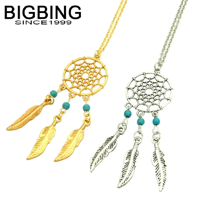 BIGBING модное ювелирное изделие золотистого и серебряного цвета с перьями ожерелье