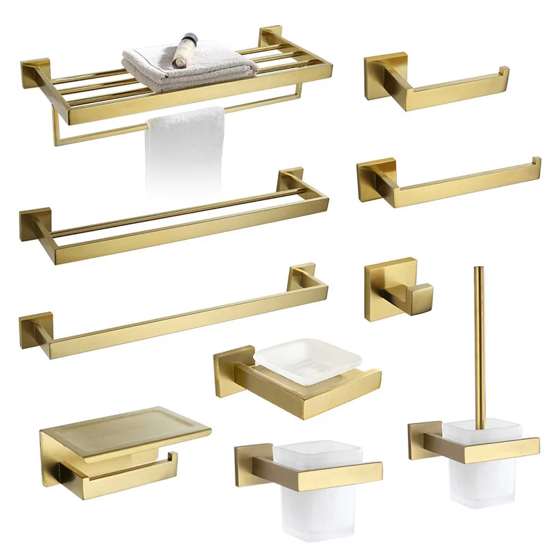 Gold Brushed Towel Bar Rail Toilet Paper Holder Towel Rack Hook Soap Dish Toilet Brush Bathroom Accessories Hardware
Gold Brushed Towel Bar Rail Toilet Paper Holder Towel Rack Hook Soap Dish Toilet Brush Bathroom Accessories Hardware