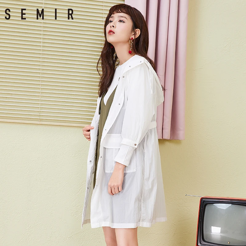 SEMIR Женская мода Стиль свободного кроя пальто пояс белый Длинная Верхняя одежда