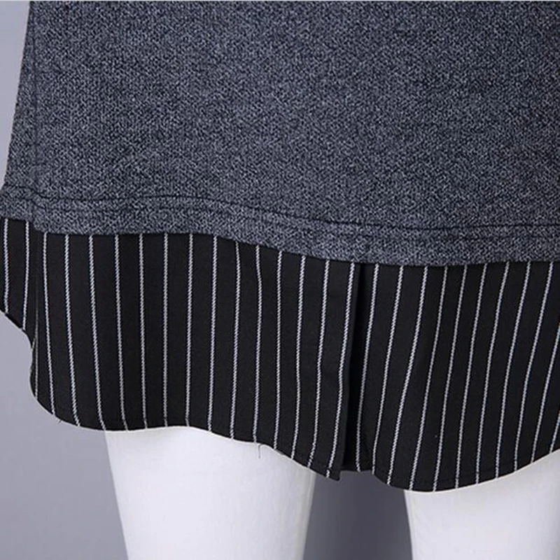Nice Autumn New Plus Size Fake Two Piece Women T-shirt Long-sleeved Casual Turn-down Collar Stripe Cotton Women Tops LU284
Nice Autumn New Plus Size Fake Two Piece Women T-shirt Long-sleeved Casual Turn-down Collar Stripe Cotton Women Tops LU284