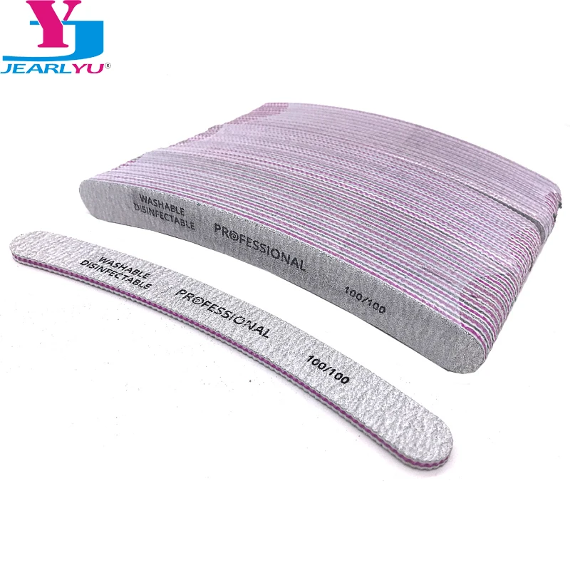 50PCS/Lot Professional Slim Sandpaper Nail Files File For Manicure Banana Grey Zebra 100/100 Grit Emery Board Shaper | Красота и