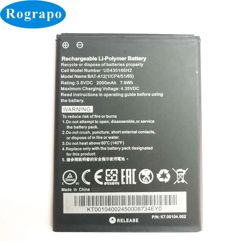

2000mAh BAT-A12 Replacement Battery Baterij Batterie For Acer Liquid Z520 Dual SIM (P/N BATA12 (1ICP4/51/65) KT.00104.002) Phone