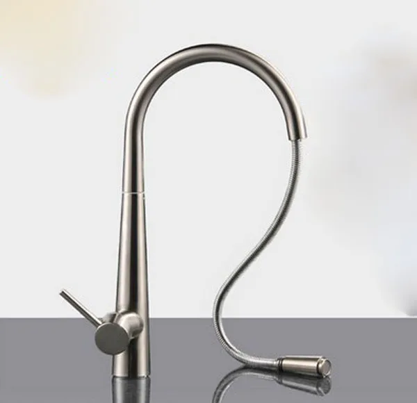 Brushed Nickel Brass Pull Out Sprayer brass Kitchen Sink Faucet Swivel Spout Mixer Tap KF880
Brushed Nickel Brass Pull Out Sprayer brass Kitchen Sink Faucet Swivel Spout Mixer Tap KF880