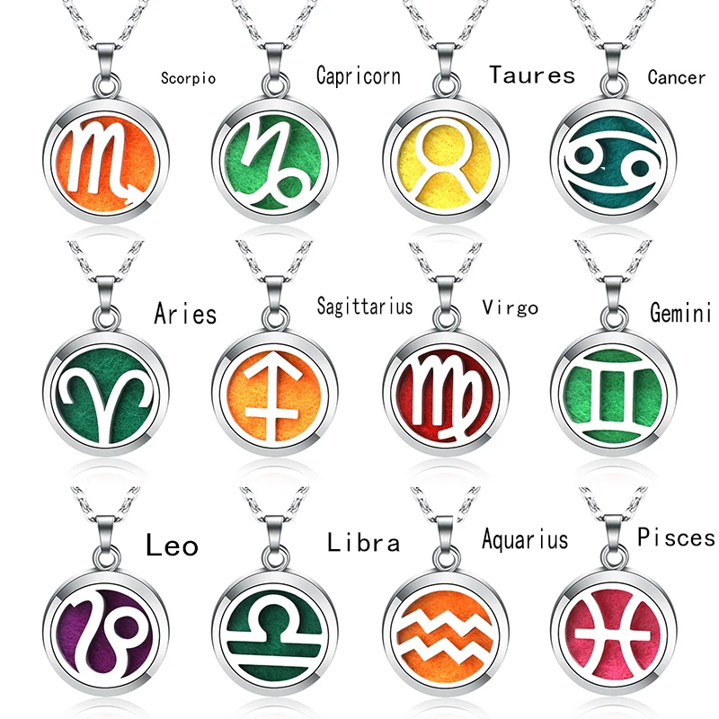 New 12 Constellations Aroma Necklace Stainless Steel Magnetic Pendant Aromatherapy Essential Oil Diffuser Perfume Locket Jewelry
New 12 Constellations Aroma Necklace Stainless Steel Magnetic Pendant Aromatherapy Essential Oil Diffuser Perfume Locket Jewelry