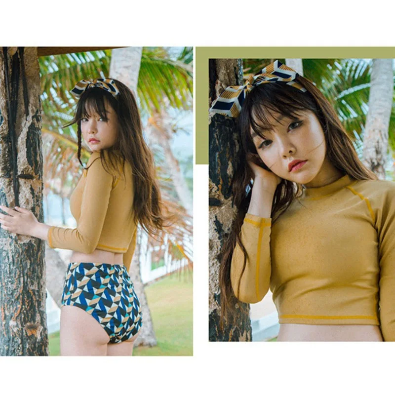 Conservative Sunscreen Long Sleeve High Collar High Waist Triangle Split Shorts Split Swimsuit
Conservative Sunscreen Long Sleeve High Collar High Waist Triangle Split Shorts Split Swimsuit