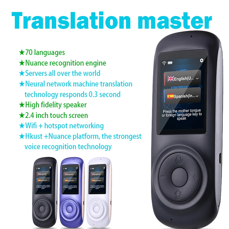 Interpreter T2 traducteur langue 70 kinds translator traducteur vocal instantan portable simultaneo multilingue de voyage multi
Interpreter T2 traducteur langue 70 kinds translator traducteur vocal instantan portable simultaneo multilingue de voyage multi