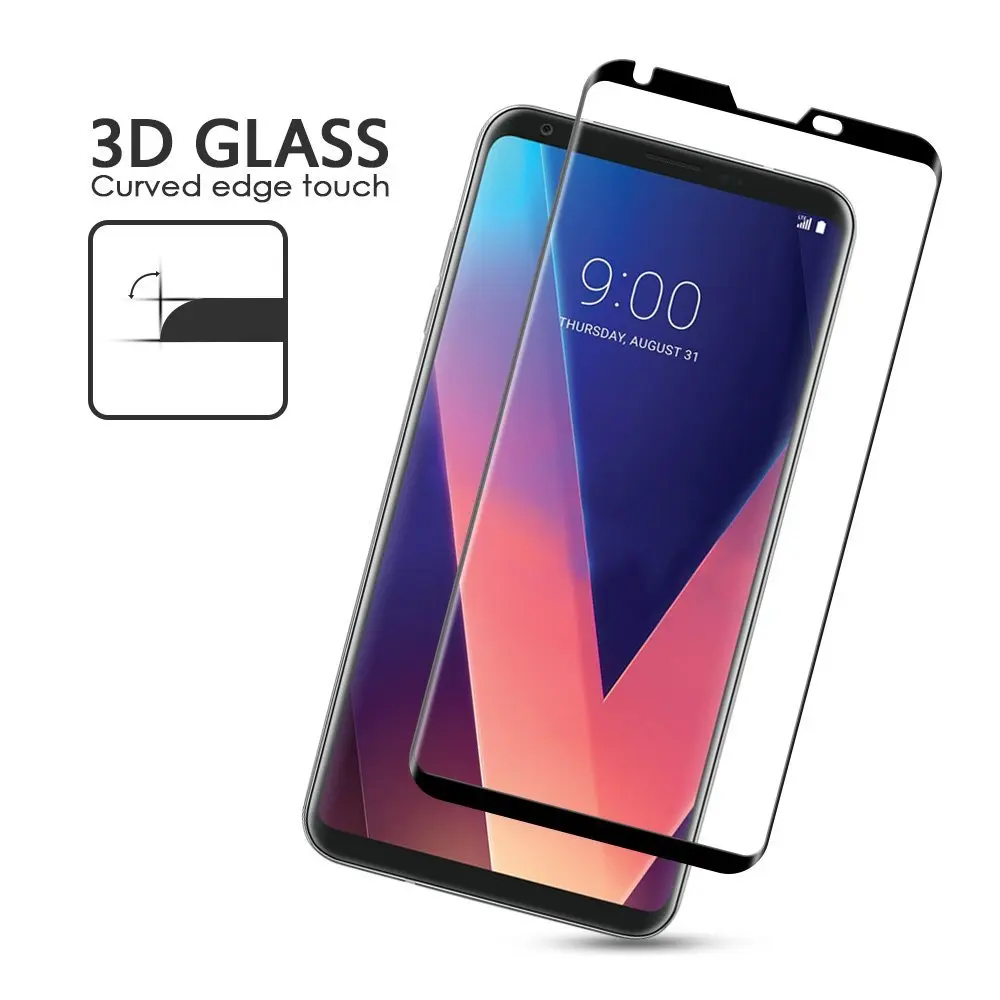 

50pcs 3D Curved For LG V30 Full coverage 9H Screen Protector Tempered glass Film Protective For LG V30 H930 H933 Glass