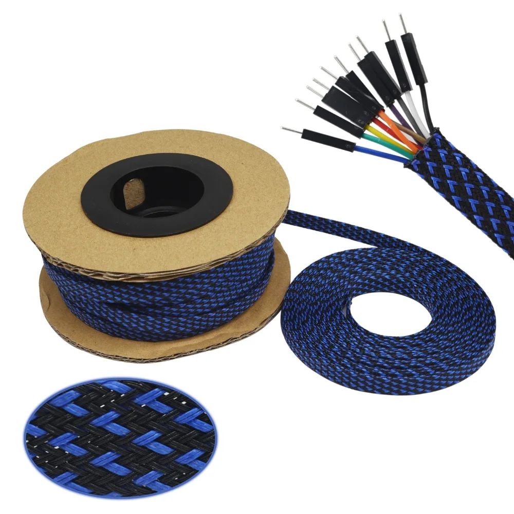 100ft-30m BlackBlue 4 6 8 10 12 14 16mm Braid PET Expandable Sleeving High Density Sheathing Plaited Cable Sleeves
100ft-30m BlackBlue 4 6 8 10 12 14 16mm Braid PET Expandable Sleeving High Density Sheathing Plaited Cable Sleeves
