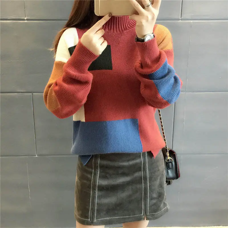 2020 Women Sweaters And Pullovers Elegant Turtleneck Sweater Women Jumper Autumn Mixed Colors Knitted Pullover Pull Femme C3682
2020 Women Sweaters And Pullovers Elegant Turtleneck Sweater Women Jumper Autumn Mixed Colors Knitted Pullover Pull Femme C3682