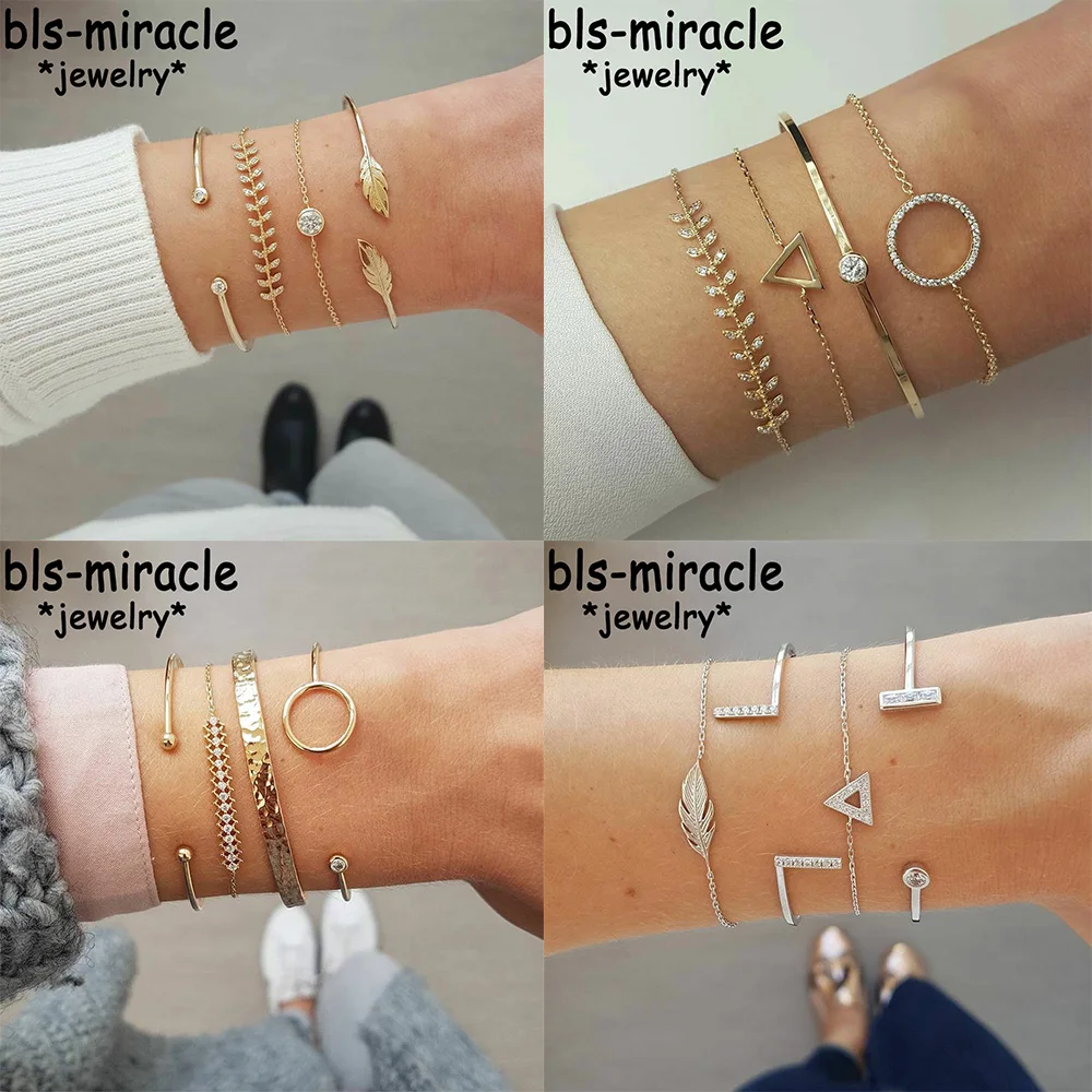 Bls-miracle 4 Pcs/Set Bohemian Leaves Beads Charm Bracelets Set For Women Girls Fashion Crystal Heart Geometric Bracelet Jewelry
Bls-miracle 4 Pcs/Set Bohemian Leaves Beads Charm Bracelets Set For Women Girls Fashion Crystal Heart Geometric Bracelet Jewelry