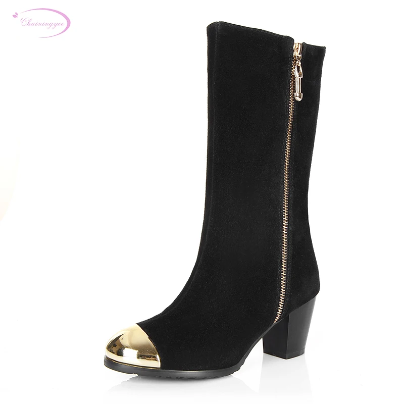 Chainingyee handmade quality custom leather cowhide noble metal toe zippers mid calf boots thick med with women's riding boots
Chainingyee handmade quality custom leather cowhide noble metal toe zippers mid calf boots thick med with women's riding boots