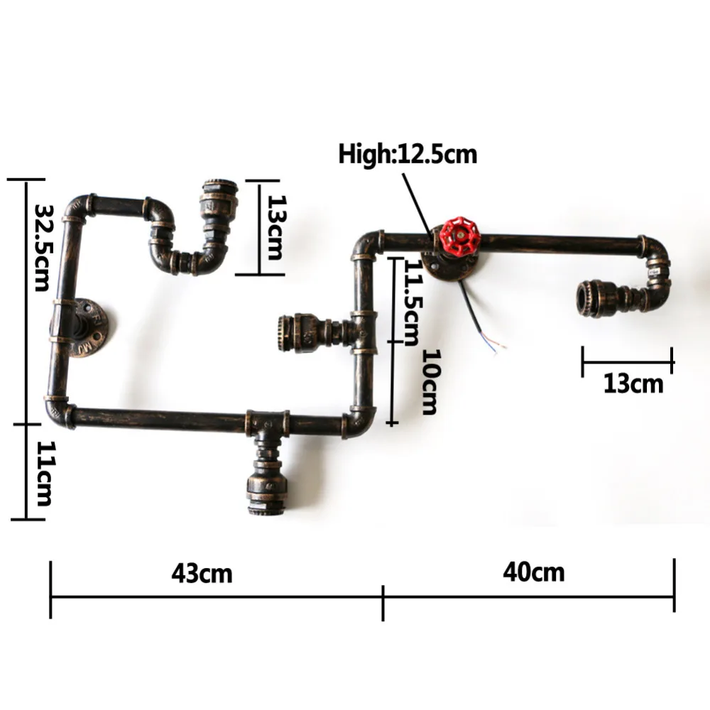 Loft Vintage Water Pipe Wall Lamp 4 Lights Bar Restaurant RH Iron Industrial Style E26 E27 Edison Bulbs Retro Wall Sconce Lamp
Loft Vintage Water Pipe Wall Lamp 4 Lights Bar Restaurant RH Iron Industrial Style E26 E27 Edison Bulbs Retro Wall Sconce Lamp
