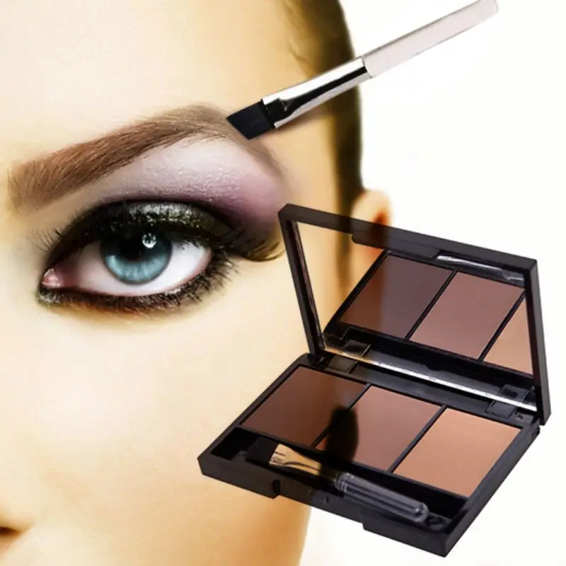 New Professional Kit 3 Color Eyebrow Powder Shadow Palette Enhancer with Ended Brushes | Красота и здоровье