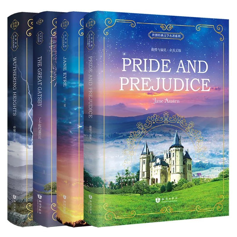 New 4pcs/set Jane Eyre / Pride and Prejudice / Great Gatsby / Wuthering Heights english book for adult
New 4pcs/set Jane Eyre / Pride and Prejudice / Great Gatsby / Wuthering Heights english book for adult