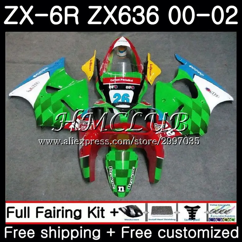 Body For KAWASAKI green white NINJA ZX 6 R ZX636 ZX-6R 2000 2001 2002 57HC.8 ZX 636 ZX 6R 600 CC ZX-636 ZX6R 00 01 02 Fairing
Body For KAWASAKI green white NINJA ZX 6 R ZX636 ZX-6R 2000 2001 2002 57HC.8 ZX 636 ZX 6R 600 CC ZX-636 ZX6R 00 01 02 Fairing