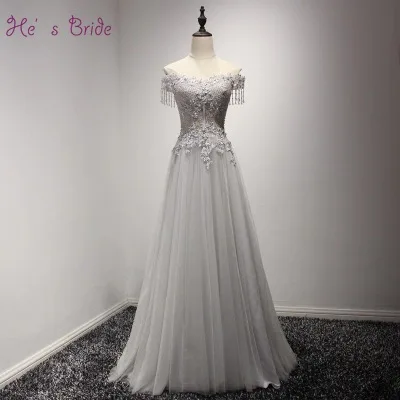 Женское платье на выпускной It's Bride серое Элегантное Длинное Платье с вырезом