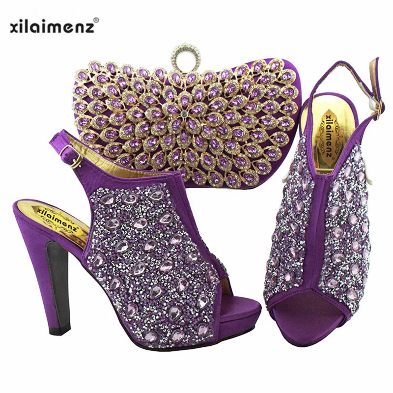 Super High Heels 2019 New Design Nigerian Shoes and Evening Bag to Match High Quality Decorate with Rhinestone in Purple Color
Super High Heels 2019 New Design Nigerian Shoes and Evening Bag to Match High Quality Decorate with Rhinestone in Purple Color