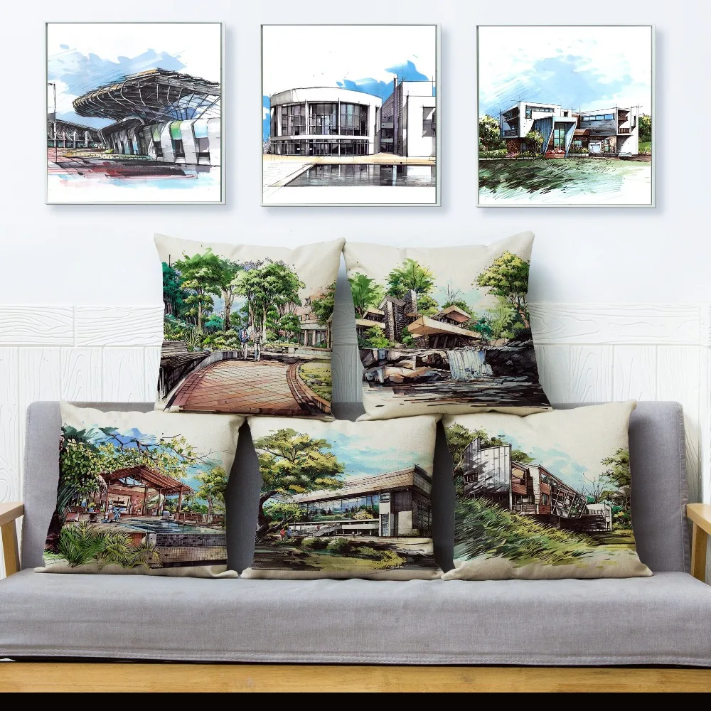 Hand-painted Design Country House Print Pillow Cover 45*45cm Cushion Covers Linen Pillow Case Car Sofa Home Decor Pillows Cases
Hand-painted Design Country House Print Pillow Cover 45*45cm Cushion Covers Linen Pillow Case Car Sofa Home Decor Pillows Cases