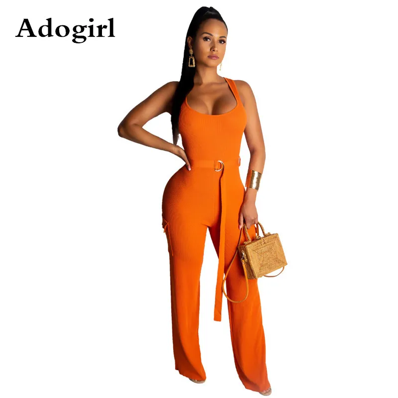 Adogirl Kintted Ribe Jumpsuit Women Sleeveless O Neck Back Zipper Belt wide leg Bodycon Romper Vintage With Pockets Overalls
Adogirl Kintted Ribe Jumpsuit Women Sleeveless O Neck Back Zipper Belt wide leg Bodycon Romper Vintage With Pockets Overalls