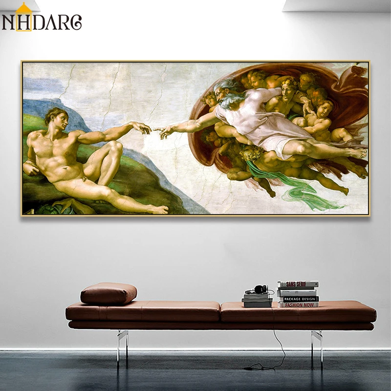 Sistine Chapel Ceiling Fresco of Michelangelo, Creation of Adam Poster Print on Canvas Wall Art Picture for Living Room Decor
Sistine Chapel Ceiling Fresco of Michelangelo, Creation of Adam Poster Print on Canvas Wall Art Picture for Living Room Decor