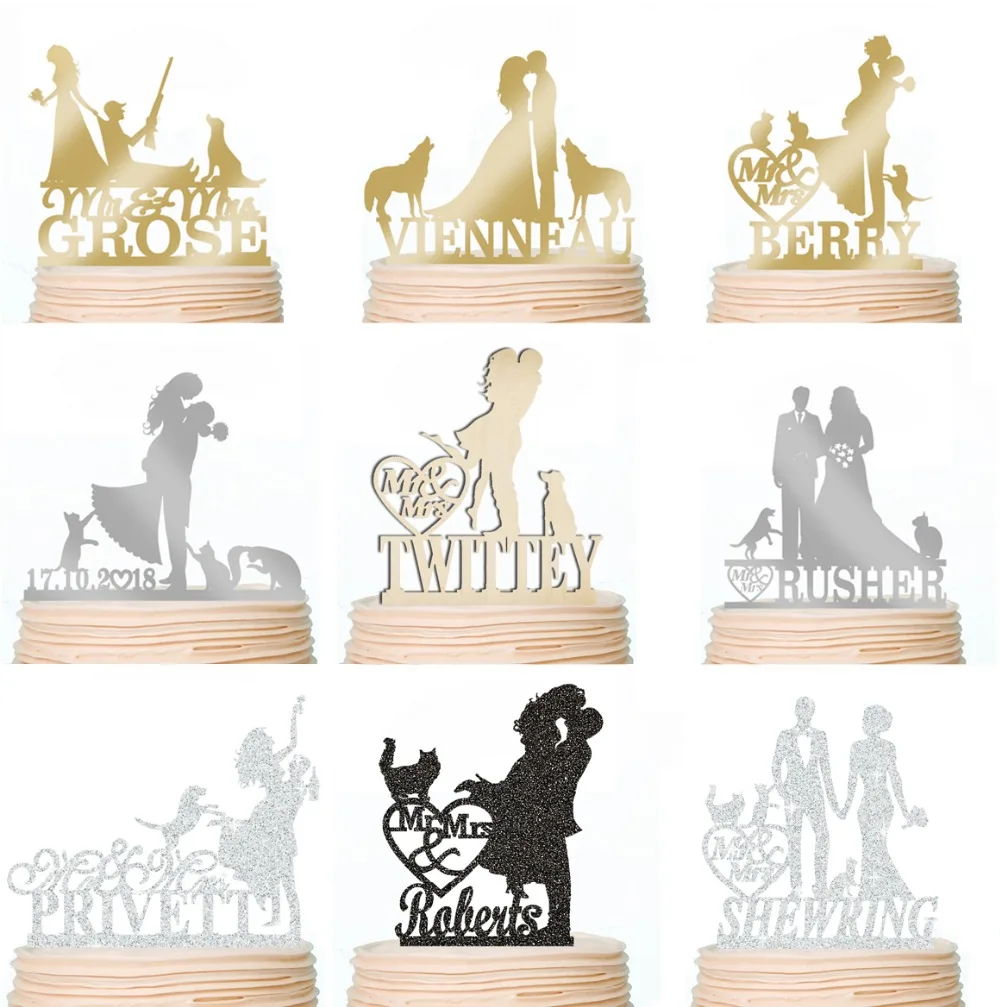 Персонализированный Топпер для торта на годовщину семейного золотое серебряное