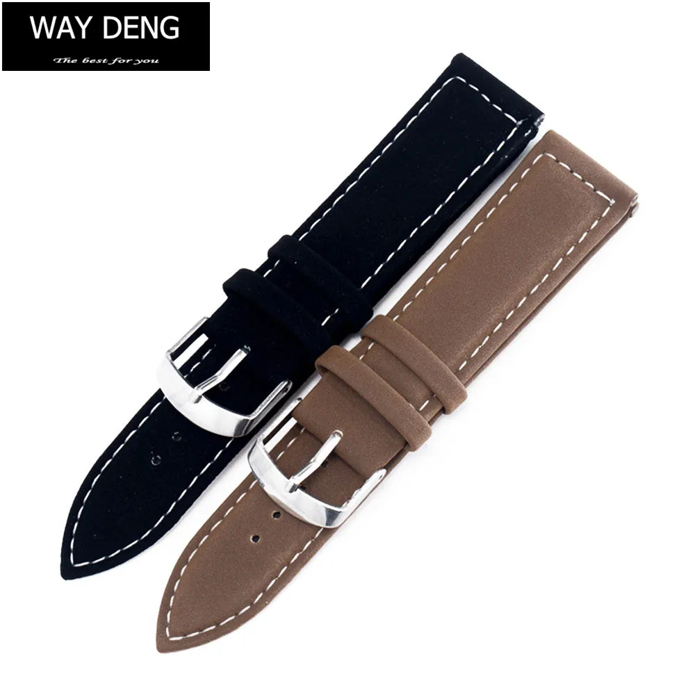 Way deng-Generic 22 мм матовый PU кожаный ремешок для часов женщин и мужчин с серебряной