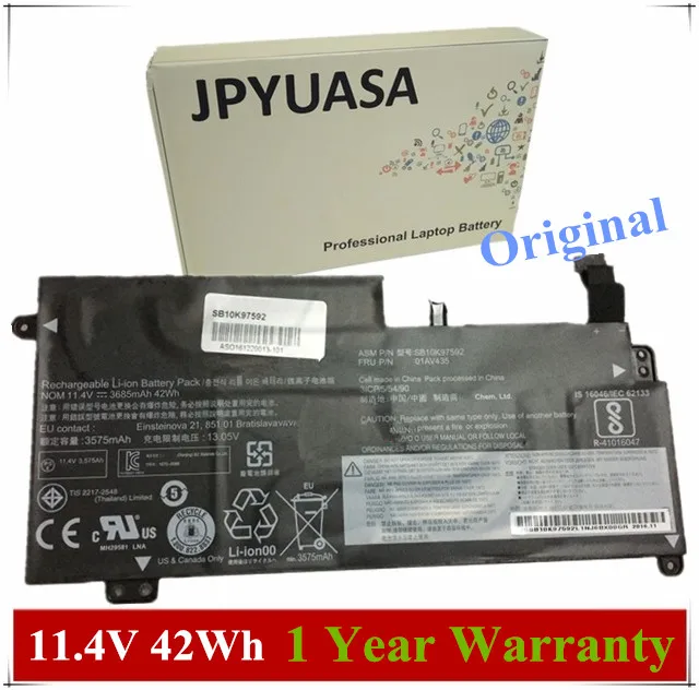 7XINbox 11.4V 3685mAh 42Wh Original 01AV400 01AV401 01AV435 01AV437 Laptop Battery For Lenovo 13 G2 S2 01AV435 SB10K97592
7XINbox 11.4V 3685mAh 42Wh Original 01AV400 01AV401 01AV435 01AV437 Laptop Battery For Lenovo 13 G2 S2 01AV435 SB10K97592